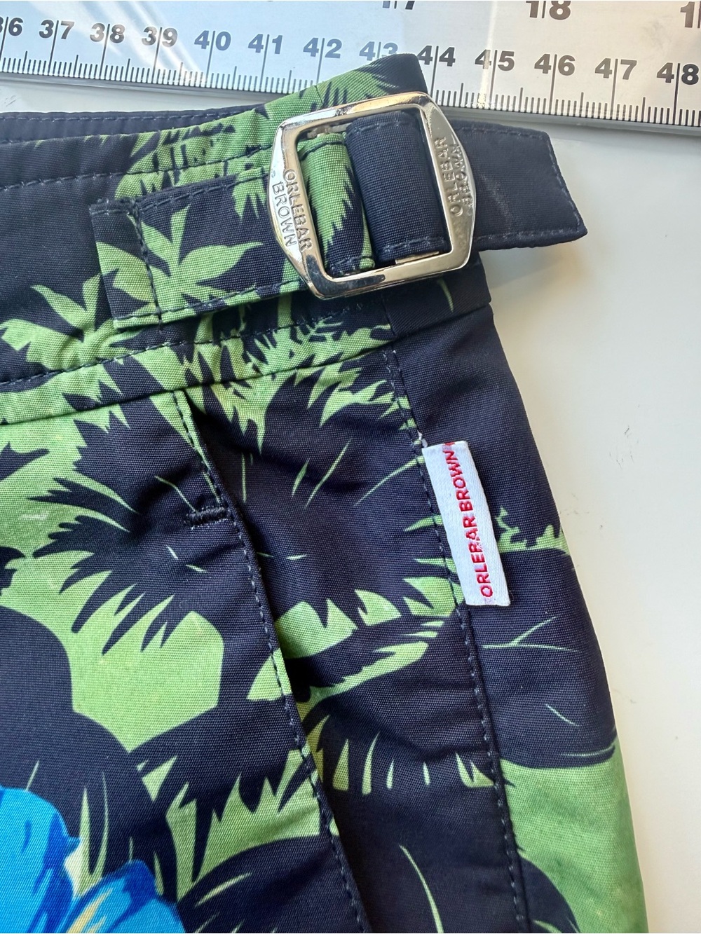 Orlebar Brown- Navy Tropical Hibiscus Print Swim Shorts- with Branded Dust Bag - Picture 3 of 9